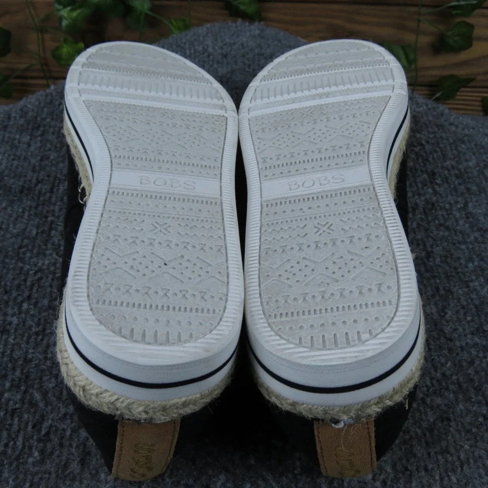 Skechers BOBS Breeze‎ Women's Black Canvas Espadrille Flats 8.5 Slip-On Comfort